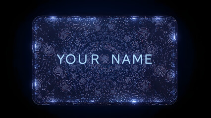 Digital Name Tag Mockup, Futuristic Identity Display, Glowing Data Pattern