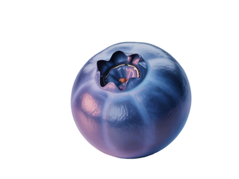 Vibrant blue berry with purple highlights isolated on a transparent background blueberry fruit
