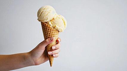 Vanilla Ice Cream Cone in Hand