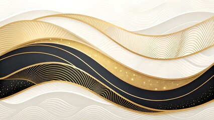  Elegant Wavy Gold and Black Abstract Backgrounds with Modern and Traditional Motifs