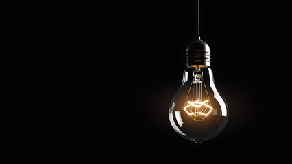 Creative Glowing Light Bulb on Black Background