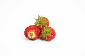 Fresh strawberries isolated on white background.