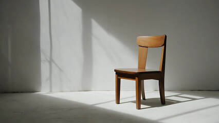 Wooden Chair Casting Shadow on White Background