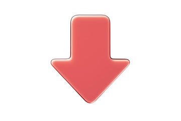 Glossy red down arrow symbol isolated on white background, clean layout element with transparent feel, used in design templates. 3D Rendering © Who is Danny