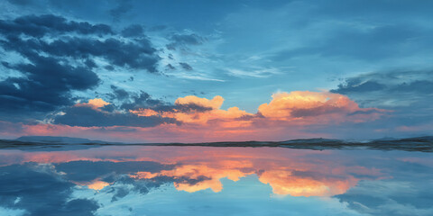 early sky reflecting on still waters