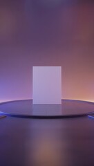 Illuminated geometric cube on a reflective surface