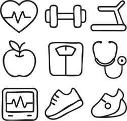 Healthy Lifestyle Icons Fitness and Wellness 1.