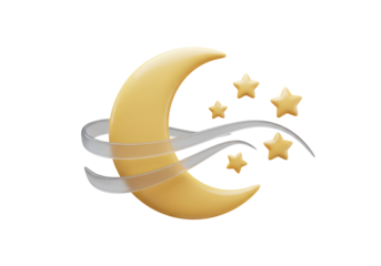 Isolated Crescent Moon and Stars for Night Sky