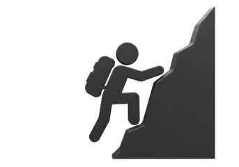 Isolated Stick Figure Climbing Mountain Symbolizes Aspiration
