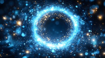 Radiant circular light effect with glowing particles.