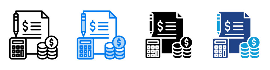 Budgeting icon set multiple style collection