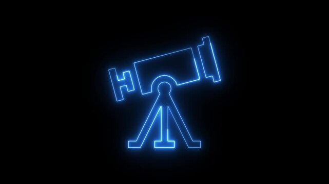 Glowing neon visionary icon isolated on black background. HD Video motion graphic animation.  Glowing neon visionary icon isolated on black background.