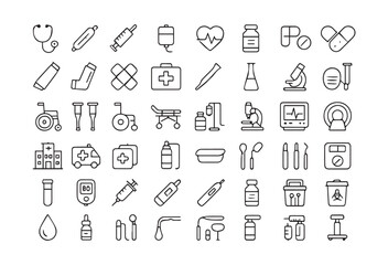 Healthcare Icons Set Medical Professionals, Health, and Wellness Symbols
