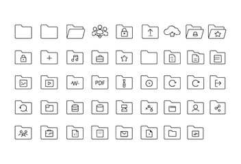 Collection of Line Folder Icons