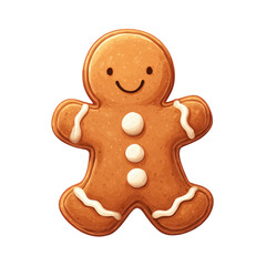 Obraz premium Festive gingerbread man cookie with icing details, perfect for holiday designs, isolated on transparent background