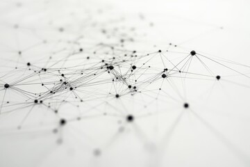 Complex network of connections among various nodes on a white background, network of connections over diagrams