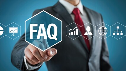 businessman pressing virtual button