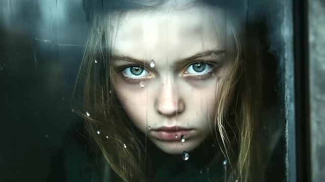 Inside a shadowy room, a girl stares emptily through a glass window, her spirit broken by forced isolation. Battling depression, introversion, and intense social fear, she