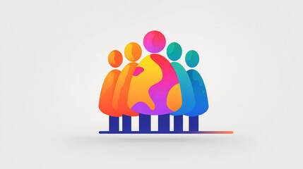flat diversity network with globe and rainbow people symbols