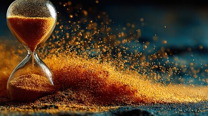 A floating hourglass where sand transforms into golden dust