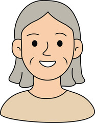  Smiling Elderly Woman Face Flat Vector Illustration