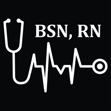 BSN RN Stethoscope Heartbeat Line Icon