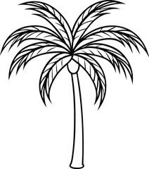 Obraz premium Minimal line art areca palm tree with thin black outline elegant tropical vector, Areca palm tree line art, Minimalist palm tree drawing, Thin outline tropical palm vector