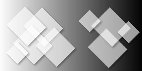 Obraz premium Overlapping Geometric Squares and Rectangles in Shades of Black white Evoking Order and Balance. black gradient background with transparent polygonal shapes and modern design elements. square design.
