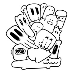 Doodle  Abstract Cartoon Illustration Cute Digital Drawing