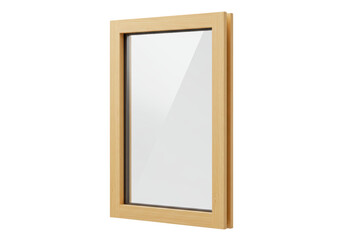Isolated Wood Framed Window with Clear Glass