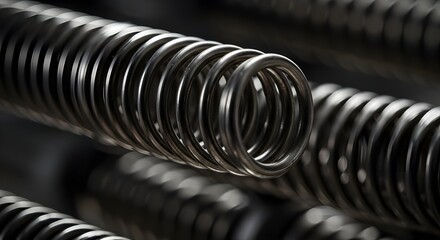 Close-Up of Coiled Metal Springs &ndash; Industrial Component Photography