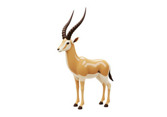 Isolated Cartoon Gazelle with Antlers and Tan Fur