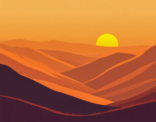 Geometric desert sunset illustration