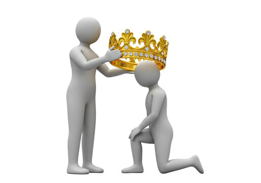 Isolated Man Kneeling Before Royalty Symbolizing Respect and Allegiance