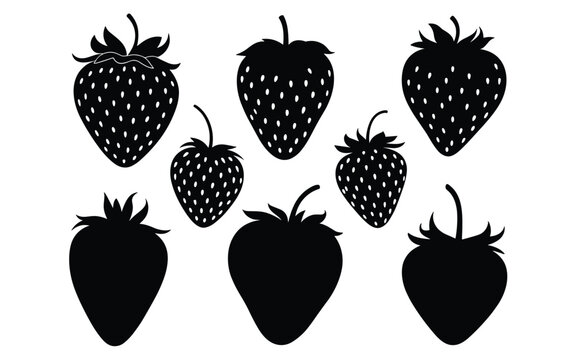 Strawberry Silhouette Pack &ndash; Juicy Fruit Icons for Culinary, Craft & Seasonal Design Projects