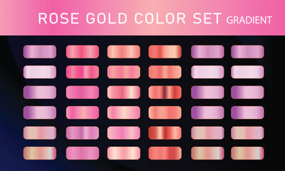 Rose Gold orange pupal, gradient, Vector foil texture gradients templates set. Collection of pink metallic gradient illustration gradation for backgrounds, cover, frame, ribbon,