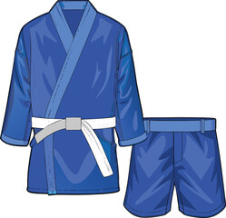 blue sambo uniform kimono jacket and shorts