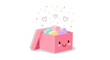 Cute Pink Gift Box With Candy