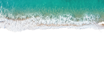 Aerial View Of Ocean Waves On Sandy Beach