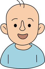  Smiling Bald Man Face Flat Vector Illustration
