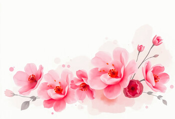 Elegant watercolor-style pink flowers on a white background, ideal for invitations, cosmetics, and feminine branding.