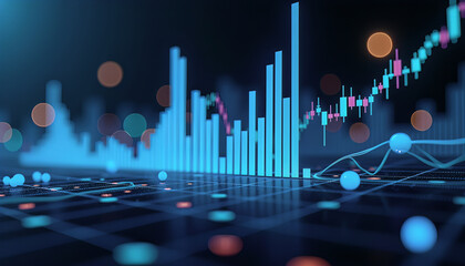Futuristic Digital Financial Chart and Data Visualization