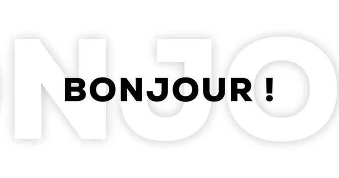 Animated Text Hello, Bonjour, Konnichiwa, and Merhaba on A White Background. Suitable for Video Openings, Portofolios, Social Media, and Greetings.