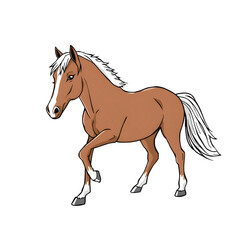 Obraz premium Brown horse with white mane and tail running