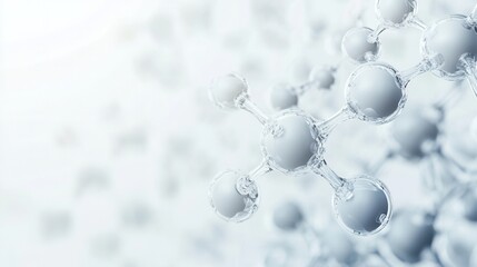 pharmaceutical-themed background with clean white tones and floating chemical molecular structures on blurred background