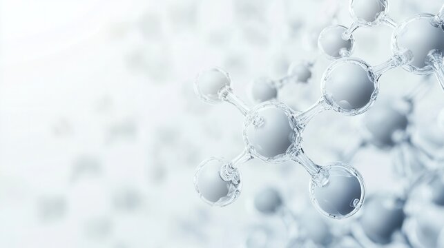 pharmaceutical-themed background with clean white tones and floating chemical molecular structures on blurred background 
