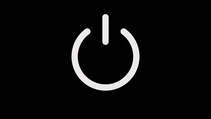 White power button icon on a black background symbolic of on or off state