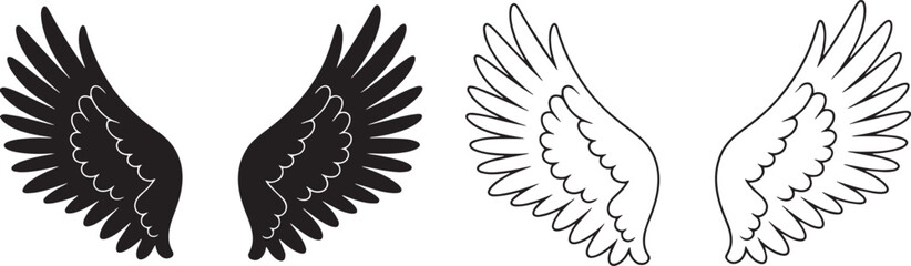 Wings Icon Set  Angel  Bird Wing Symbols in PNG and Vector Format