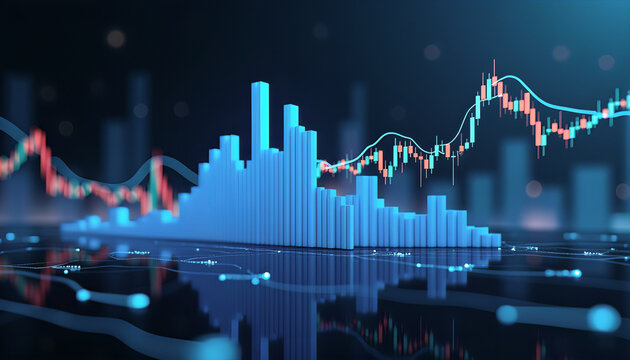 Futuristic Digital Financial Chart and Data Visualization