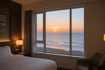 beautiful sunset on the beach view from bedroom